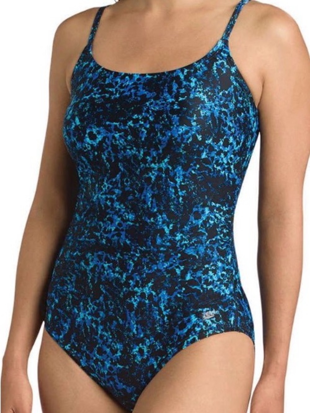 Speedo Blue Marble-Print Women's One-Piece Swimsuit
